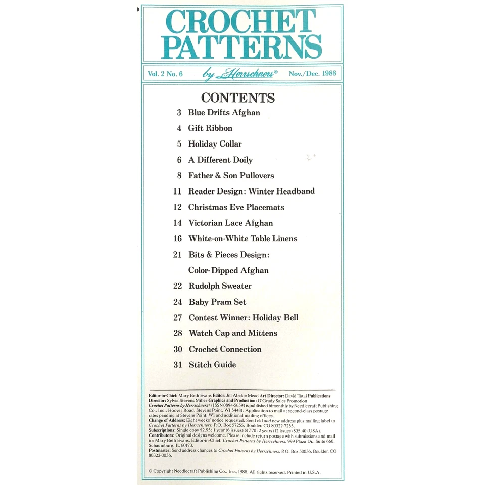 Herrschners Crochet Patterns Dic 1988 Navidad Rudolph Suéter Mitones Afganos Foto 3 de 4