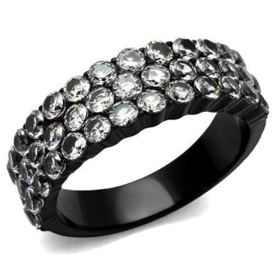 Schwarz Weiß Band Eternity dreireihig Zirkonia funkelnd Pave Damen