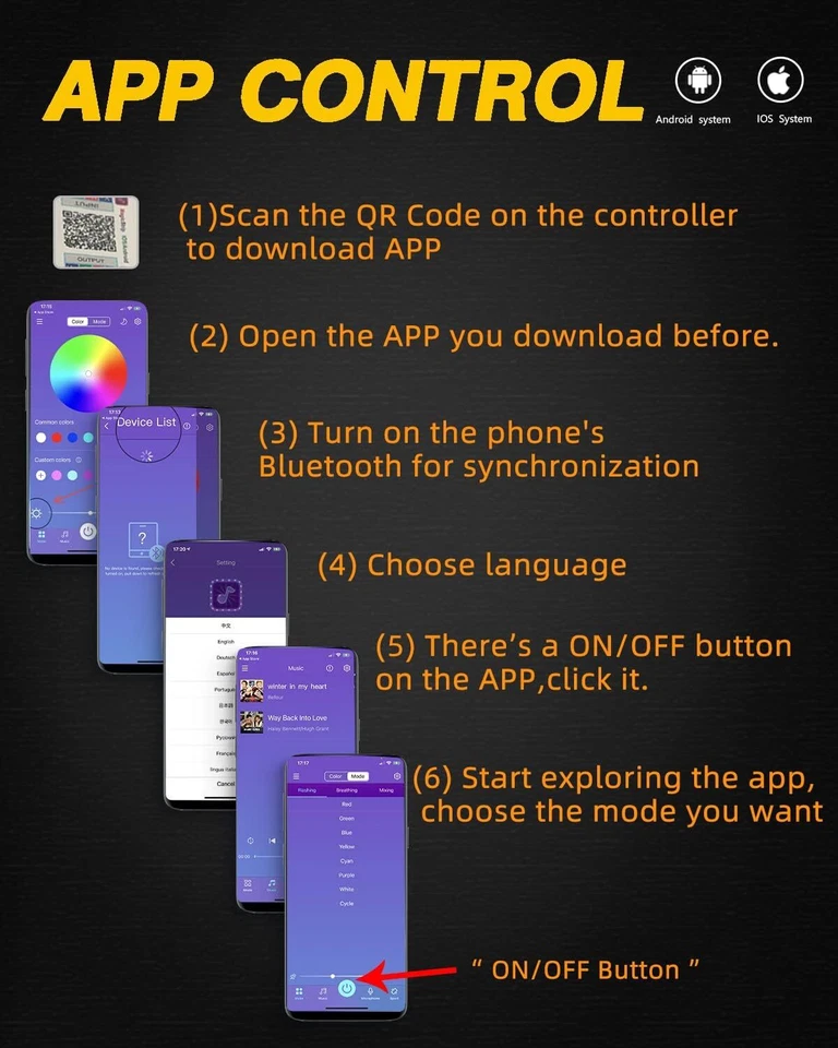 60mm 70mm 80mm 90mm 100mm 110mm 120mm RGB WIFI APP COB LED Angel Eyes Halo Rings - Image 4 of 4