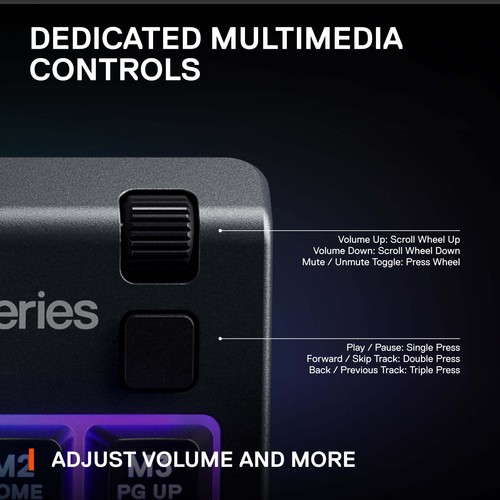 SteelSeries Apex 3 TKL RGB Gaming Keyboard - Tenkeyless - Water & Dust Resistant - Picture 6 of 7