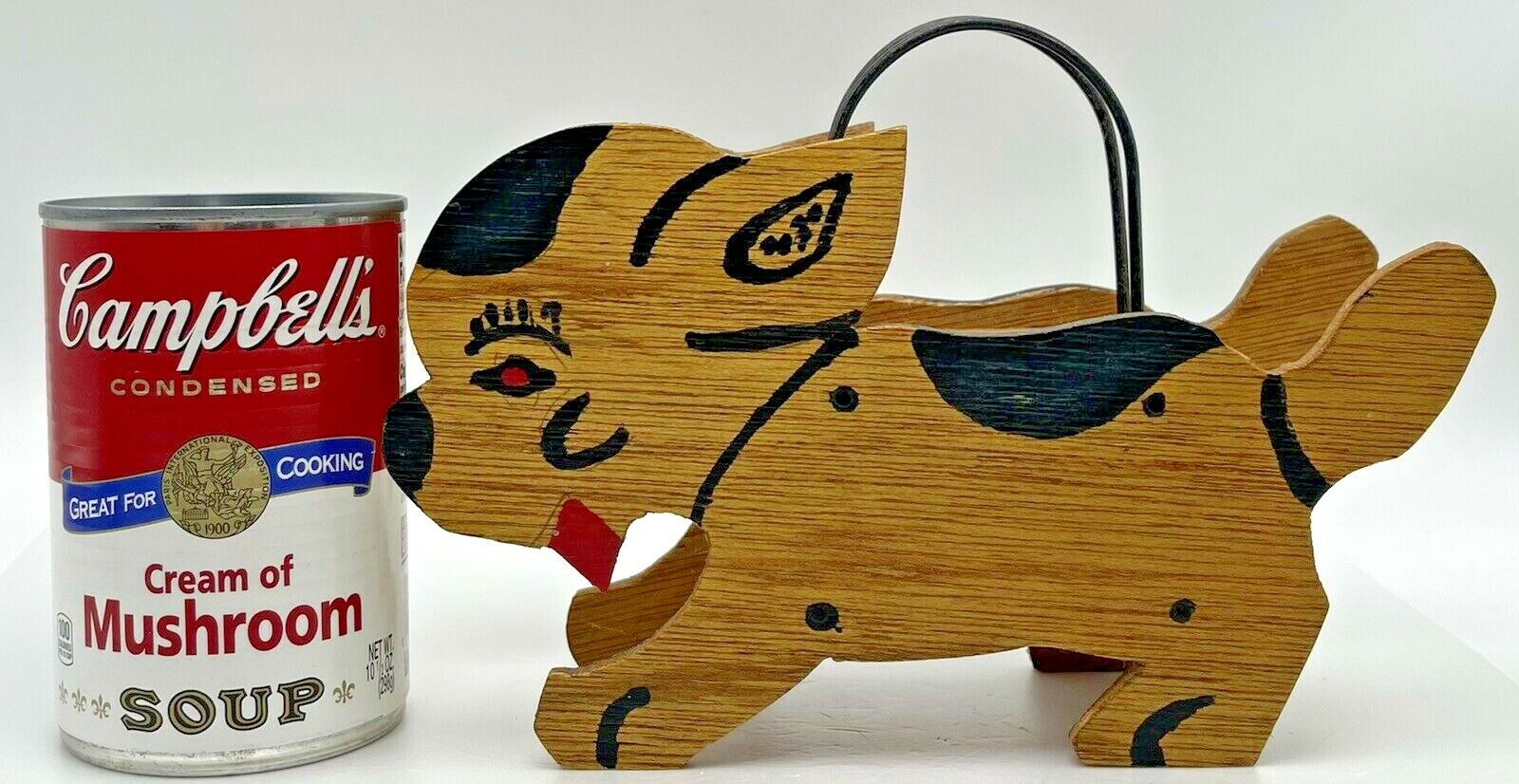 Crayon Pencil Caddy Mail Holder Rack Wooden Folk Art Dog Puppy Primitive