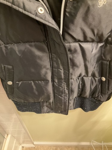South Pole Down Puffer Nylon Jacket Girls Size Medium Black Faux Fur Collar Warm - Picture 8 of 16