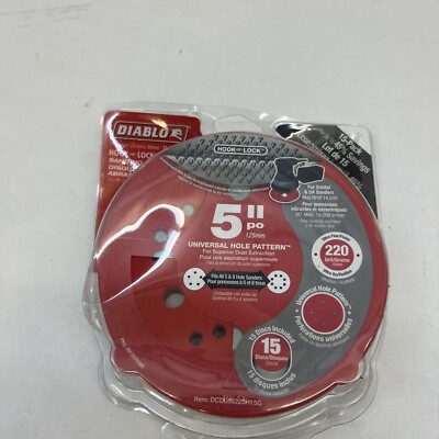 Diablo  5 in. Dia. Sanding Disc  220 Grit Super Fine  Hook and Loop  15 pk