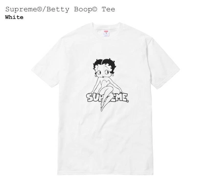 Tee shirt Supreme Betty Boop blanc SS16 neuf boîte scellée logo