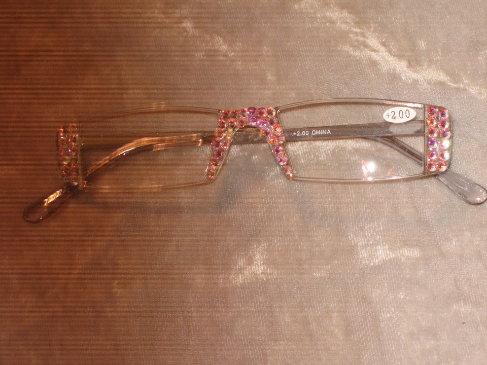 Made with Swarovski Crystal Jeweled Reading Glasses Bling +2.00 Frames