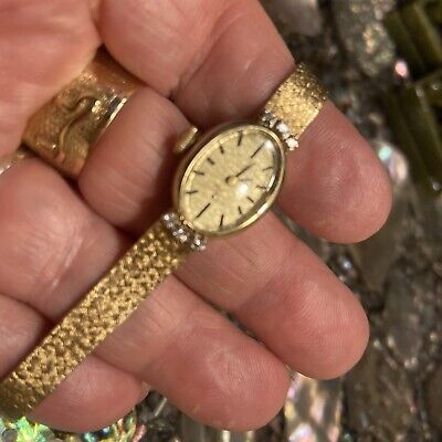 VTG Omega Women's Watch & Band 14k Gold W/ Diamonds 18.1 VTG Omega Women's Watch & Band 14k Gold W/ Diamonds 18.1