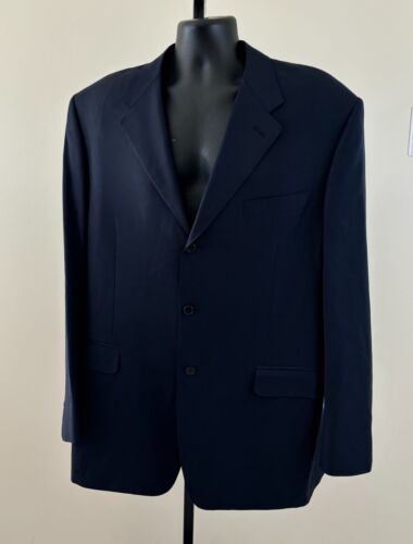 CANALI Mens 46L (56L-EU) Navy 100% Wool 3 Button Sport Coat Jacket Blazer Italy - Picture 2 of 10