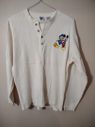 The Disney Catalog Long Sleeve White Shirt /thermal Mickey &Donald Unixes Sz M - 第 1/4 張圖片