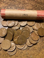 1947 LINCOLN WHEAT CENT PENNY ROLL, nice condition