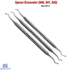 Set of 3 Dental Restorative Double Ended Spoon Excavator Surgical Instruments CE