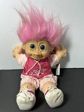 Vintage Russ 12" Plush Troll Kidz 1980s Neon Pink Sweatsuit Pink Hair