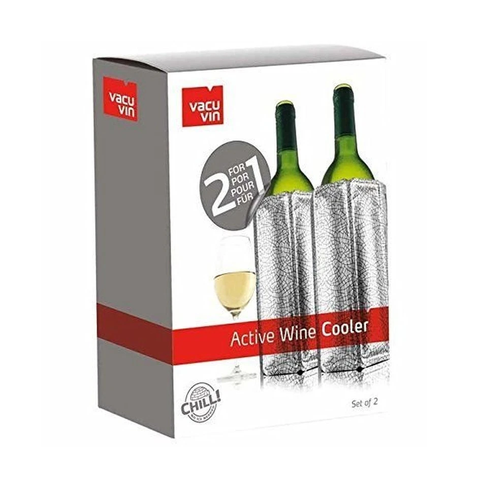 Vacu Vin Enfriador de Vino Activo Plateado, Juego de 2 Foto 2 de 4