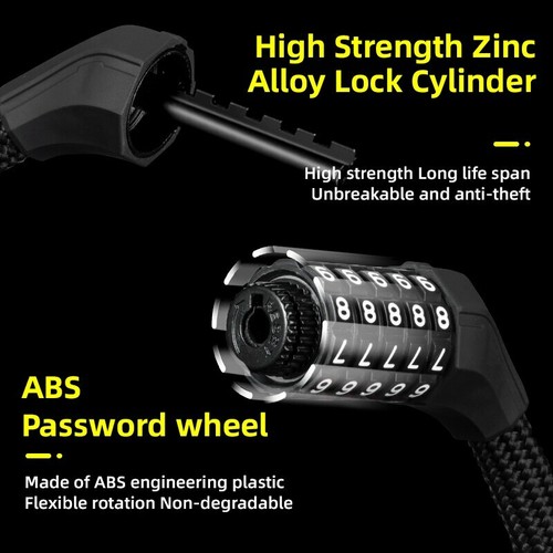 ROCKBROS Ultraligero Bloqueo de Bicicleta Metal Grueso Contraseña Elasticidad ABS Bloqueo de Bicicleta - Imagen 2 de 12