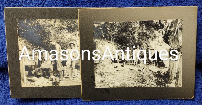 2 Photos Sawyer's Bar Gold Miners at Camp Siskiyou Co California 