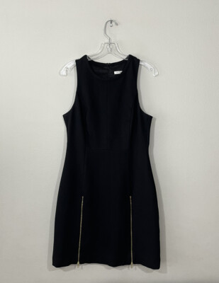 Trina Turk Size Black Gold Zipper Sleeveless Dress Lined Sheath