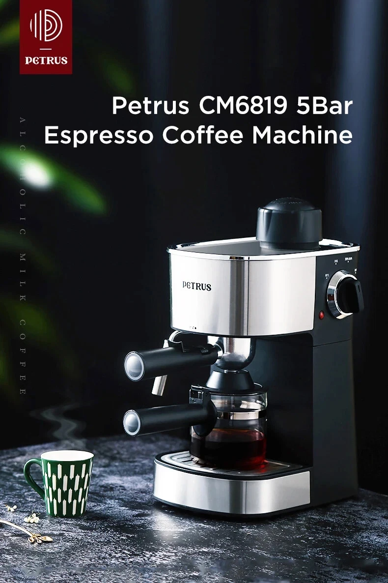 Coffee Machine 5 Bar PETRUS Espresso Coffee Maker Milk Bubble System 800W
