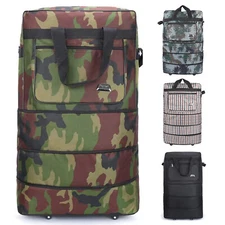 Expandable Rolling Wheeled Duffle Bag Luggage Spinner Suitcase Travel 3-layer