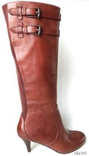 COLE HAAN brown leather stretch size 6 TALL buckled BOOTS Air 'Jalisa' new