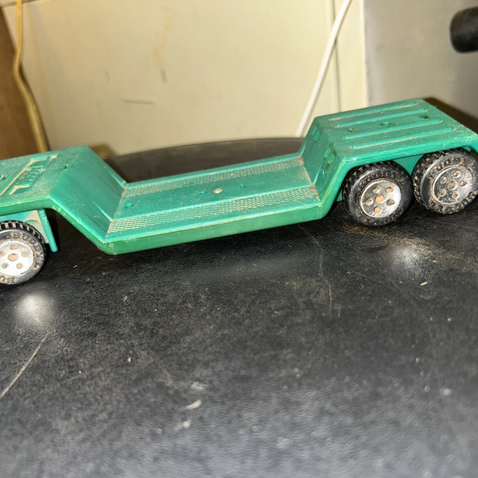 Remolque tractor Buddy L verde vintage años 80 construcción plástico Foto 4 de 4
