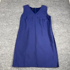 Talbots Shift Dress Womens Silk Cotton Blend Blue Satin Sleeveless Chic NWT