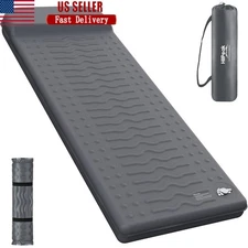 Memory Foam Sleeping Pad Inflatable Camping Mattress W/ Built-In Pump & Pillow