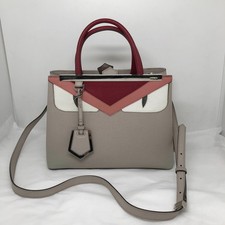 Auth FENDI Petit 2 JOURS Monster Tote Bag Gray Shoulder Bag Handbag Italy