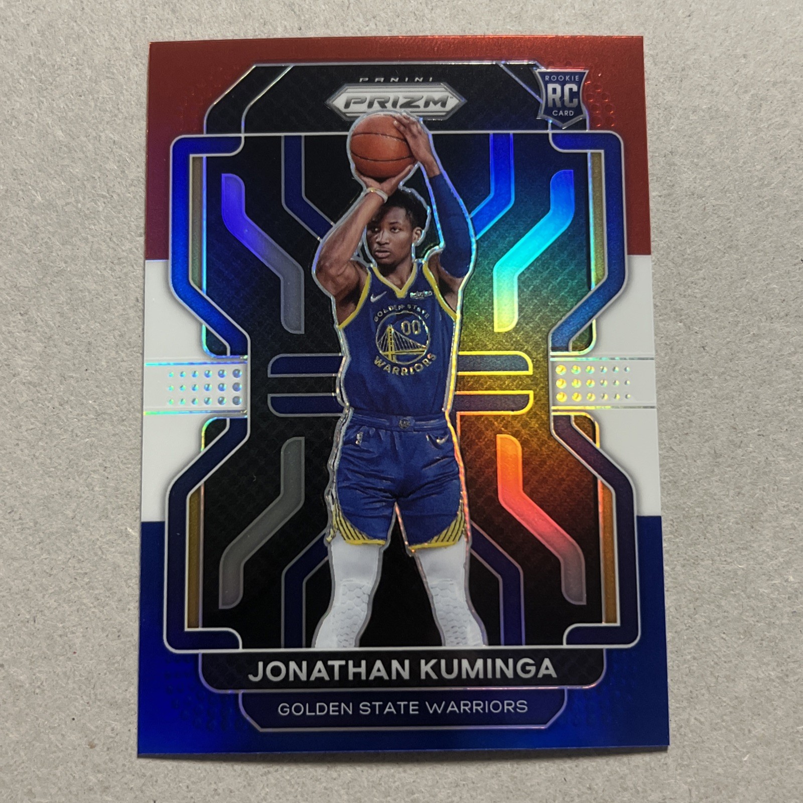 2021-2022 Panini Prizm Jonathan Kuminga Red White Blue Prizm RC Warriors #307