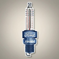 Ford Tough Spark Plug Embossed Metal Thermome...