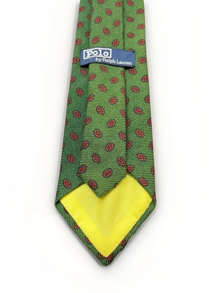 Vintage Polo Ralph Lauren Lana Challis Corbata Verde Rojo Medallón Paisley EE. UU. 3" Foto 2 de 4