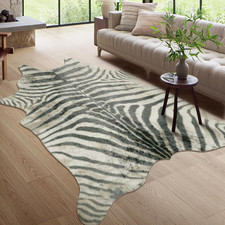 Faux Zebra Hide Area Rug 6.2x7 Feet - Stylish Animal Print for Any Room