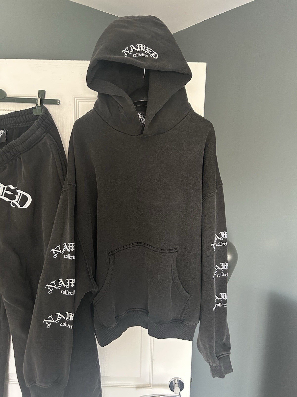 Brand New Named Collective Old English Tracksuit Set - Washed Charcoal / Black image 2