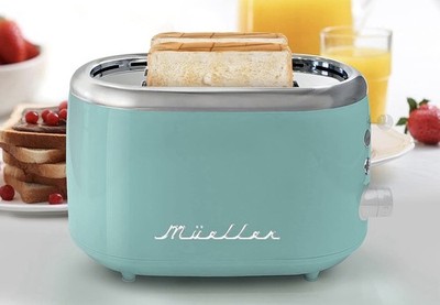 Mueller Retro Toaster 2 Slice with 7 Browning Levels and 3 Functions - NEW