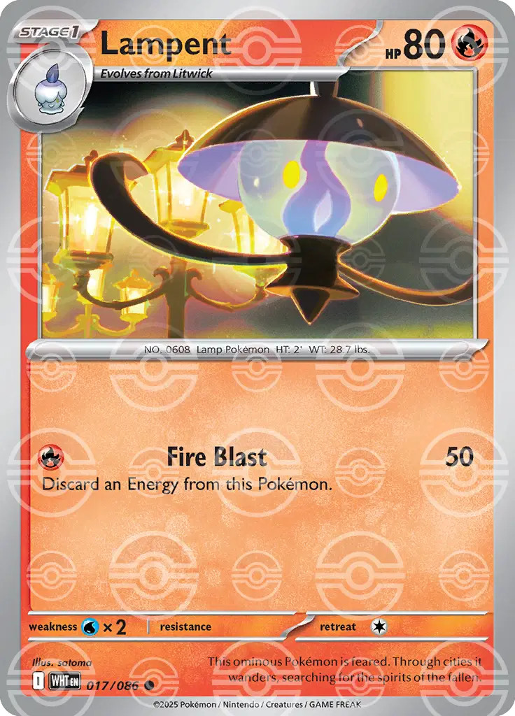 Lampent (Poke Ball Pattern) - 017/086 - Common - Holo - NM - White Flare