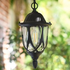 Victorian Black Chain Hanging Porch Lantern Outside Light IP44 - 30cm