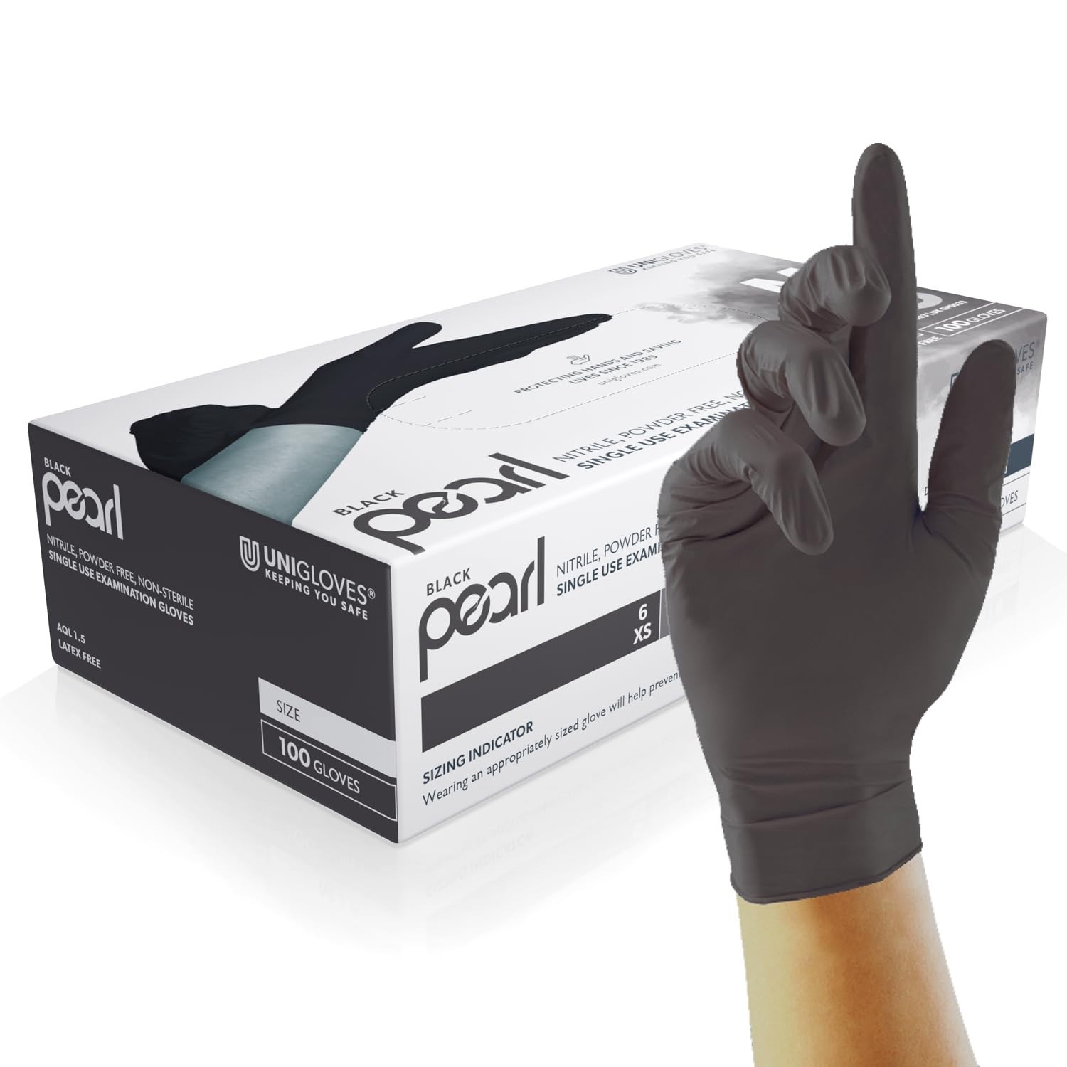 Unigloves Black Pearl Nitrile Examination Gloves Multipurpose Powder Large New