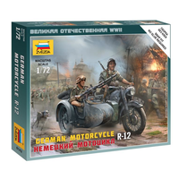 German Motorcycle R-12 With Sidecar Kit 1:72 Zvezda Kit Mezzi Militari -D- Neues