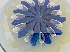 Robert Eickholt Dichroic Iridescent Blue Starfish Controlled Bubbles Paperweight