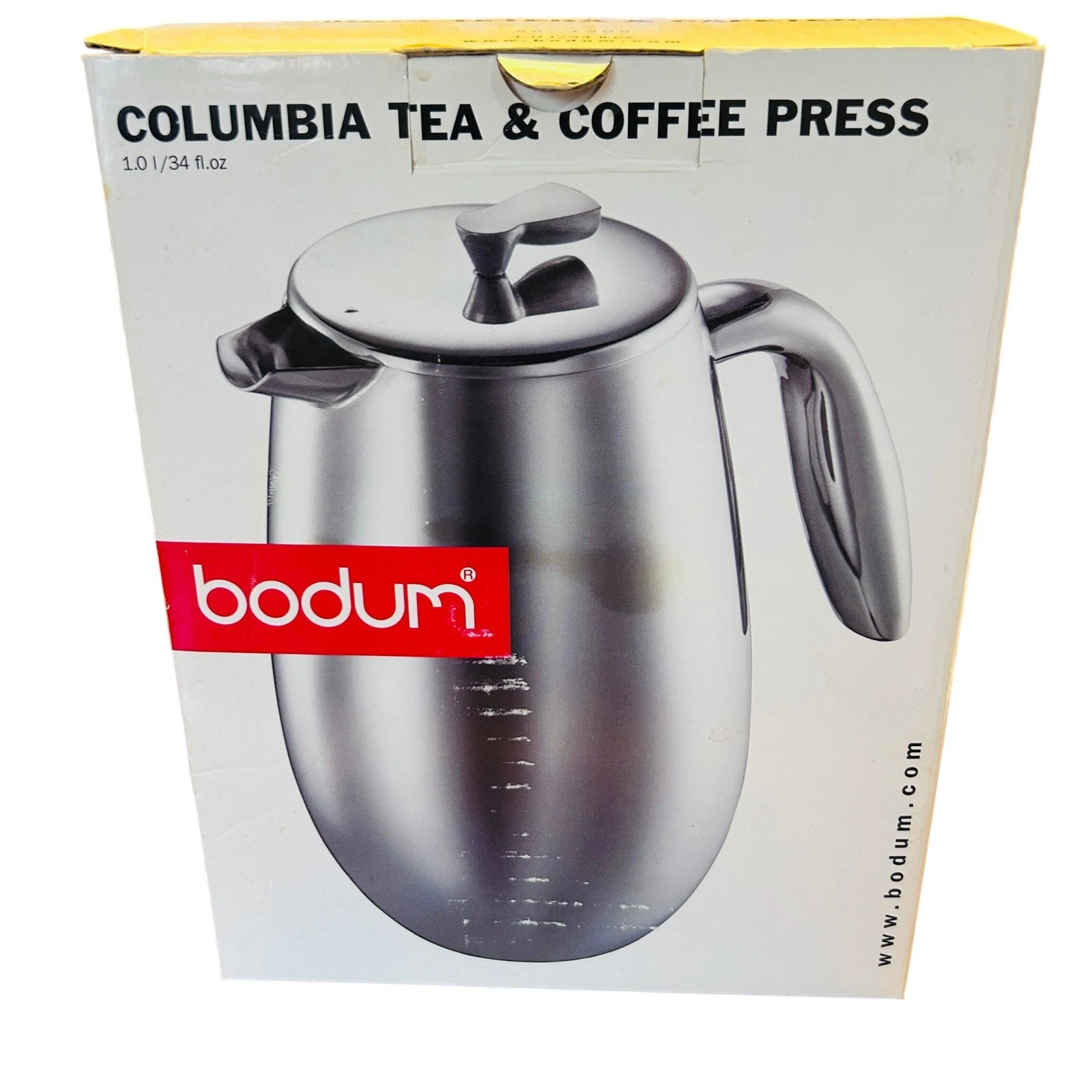Bodum Columbia Coffee Press 34oz Silver Stainless Steel Double Wall Good