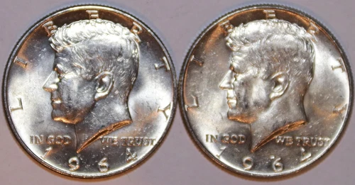 1964-D and 1964-P Kennedy Half Dollars - AU - #2338K50