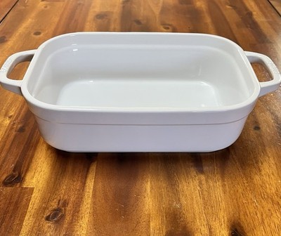 Staub Stoneware Ceramic White Gratin Dish 10.5  x 7.5  2.5 Qt Rectangular