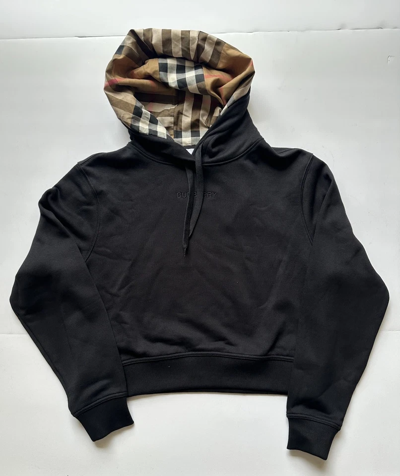 Sudadera a Cuadros con Logo Burberry Talley Negra S 8084391 Nueva con Etiquetas $760 Foto 4 de 4