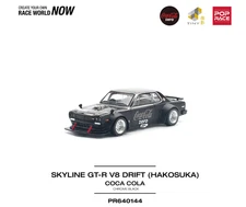 Pop Race Nissan GT-R V8 Drift Hakosuka Coca Cola Zero Black Chrome #640144 1/64