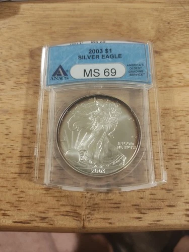 2003 1 oz Silver American Eagle MS69 NGC With Tone