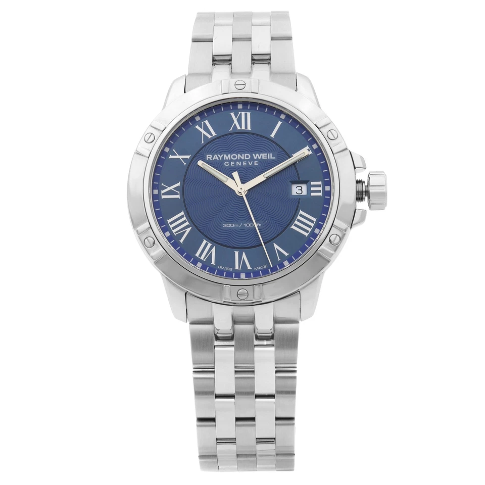 Reloj clásico de cuarzo para hombre Raymond Weil Tango 41 mm acero esfera azul 8160-ST-00508