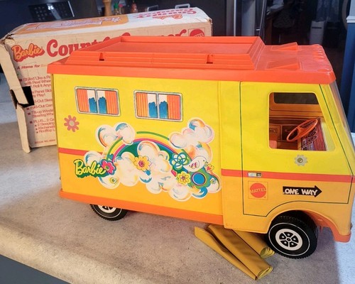 Vintage 1970 Barbie Country Camper Van Wohnmobil RV Mattel mit Zubehörbox - Bild 2 von 23