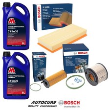 FOR AUDI Q7 3.0 TDI BOSCH FUEL AIR & OIL FILTER SERVICE KIT & 10L MILLERS OIL