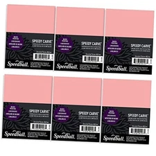  Speedy-Carve Block Printing Carving Block, Rectangle, Pink, 3 x 4 Inches (6 