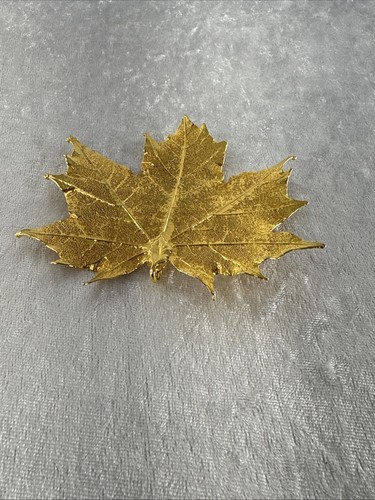 VINTAGE COSTUME JEWELRY "NATURE'S CREATIONS" LARGE GOLDEN MAPLE LEAF COLLECTORS - Afbeelding 6 van 14