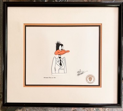 Daffy Duck Framed Production Cel - signed FRIZ FRELENG - FANTASTIC ISLAND 1983