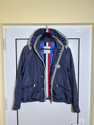 Moncler Navy Nylon Hooded Windbreaker Jacket Kids Size 14 Anni